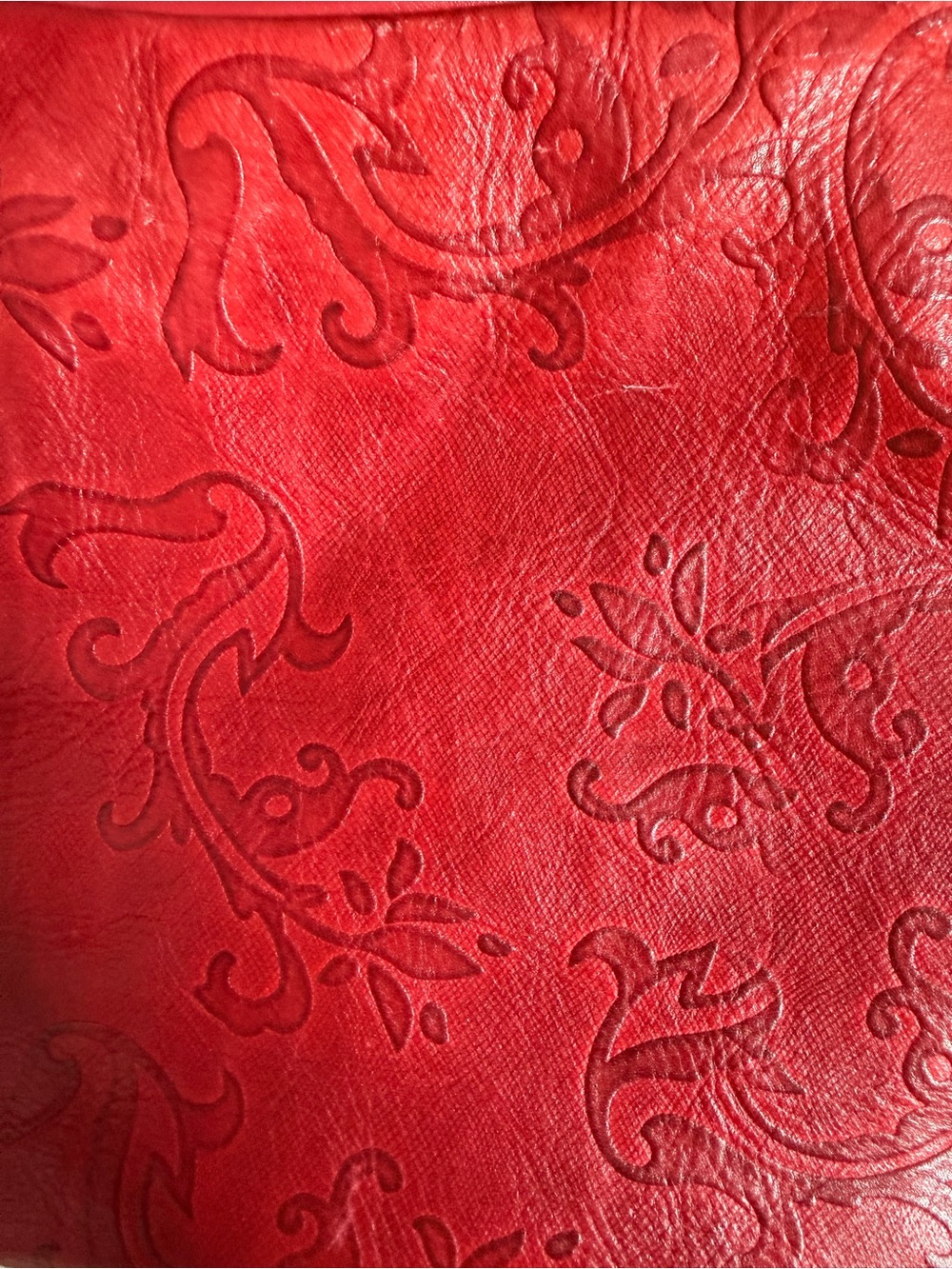DANIER Vintage Red Leather Kisslock Shoulder Bag Purse Filagree Pattern - Picture 4 of 16